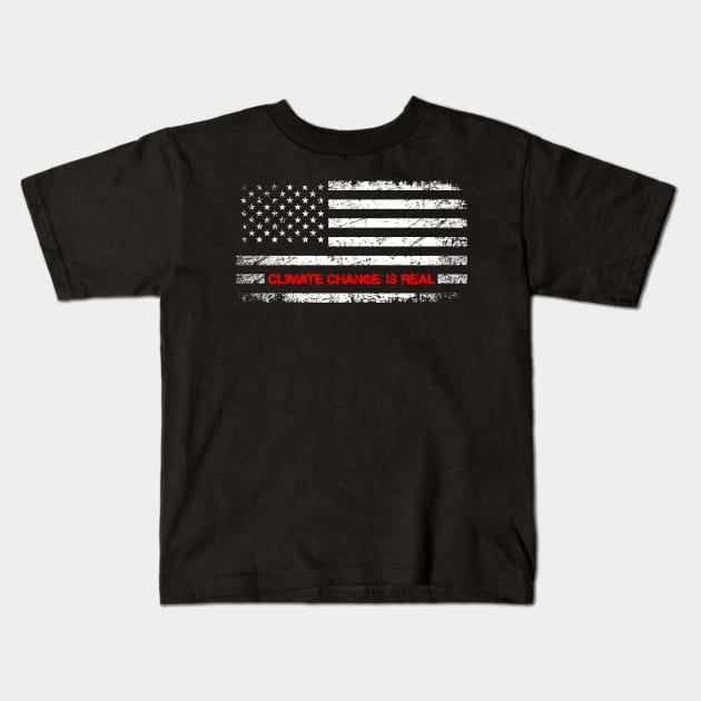 Climate Change Is Real Vote Illustration American Flag distressed style gift Kids T-Shirt by star trek fanart and more